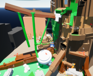 Three vines added to the tree branch to replace the grapple hook gameplay holding players back in playtest.